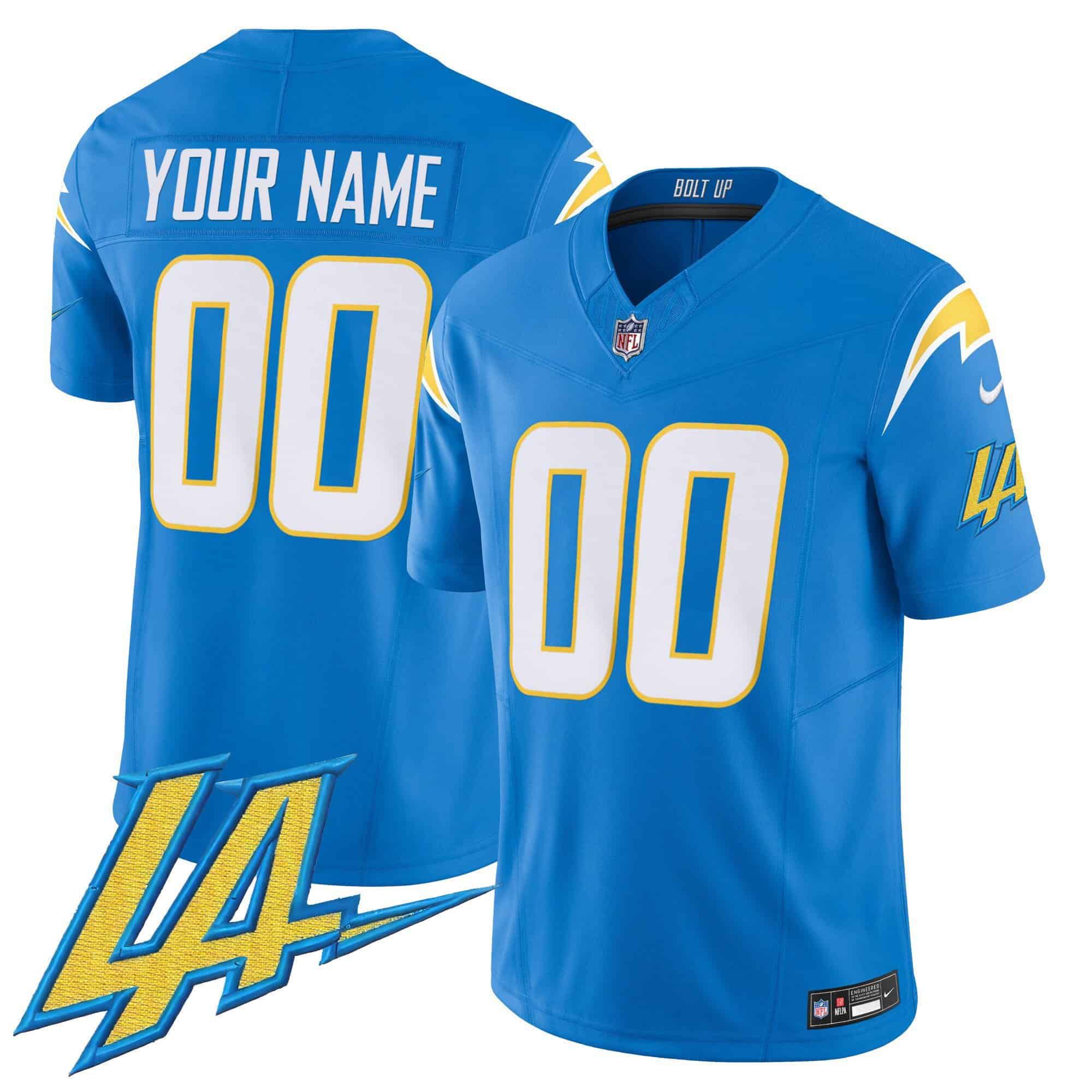 Men Los Angeles Chargers Light Blue 2024 Nike Vapor Limited Custom NFL Jersey style 1->women nfl jersey->Women Jersey